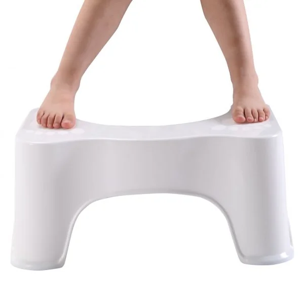 Tabouret de salle de bain pour toilette Banc ergonomique pour enfant et adulte, 44 x 28 x 21 cm, Blanc