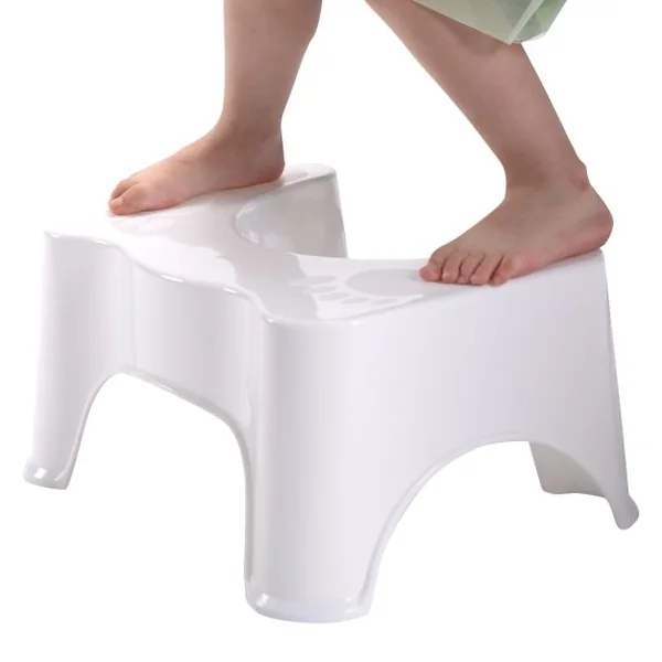Tabouret de salle de bain pour toilette Banc ergonomique pour enfant et adulte, 44 x 28 x 21 cm, Blanc