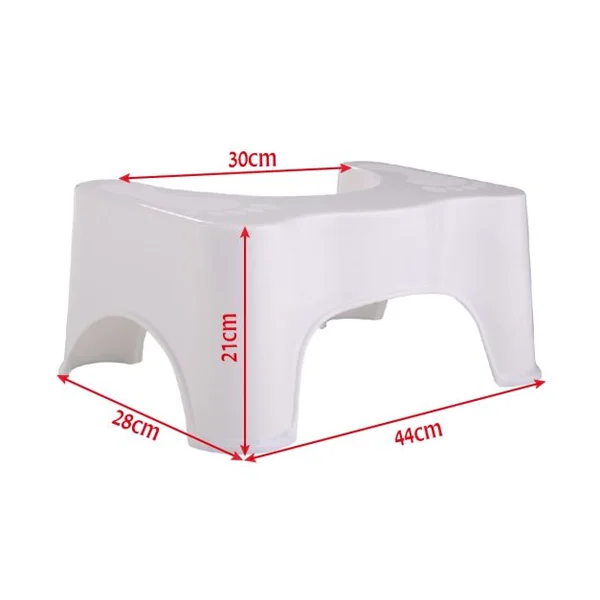 Tabouret de salle de bain pour toilette Banc ergonomique pour enfant et adulte, 44 x 28 x 21 cm, Blanc