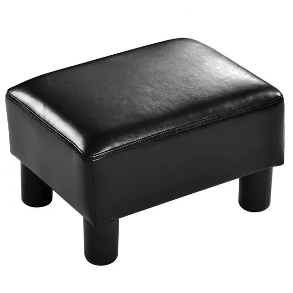 Tabouret Repose-Pieds Cube Pouf Repose-Pieds Cube Siège en PU avec Pieds 40x30x24cm Charge 80 kg Gris