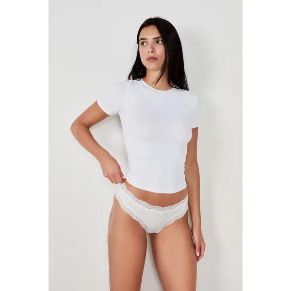 Tanga bords dentelle en microfibre