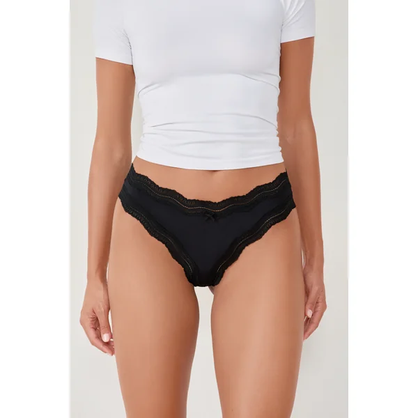 Tanga bords dentelle en microfibre