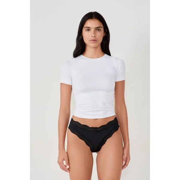 Tanga bords dentelle en microfibre