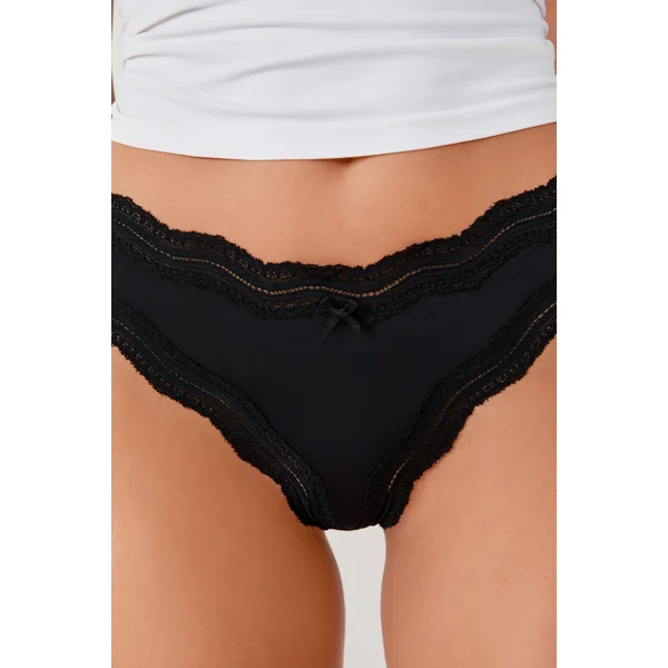 Tanga bords dentelle en microfibre