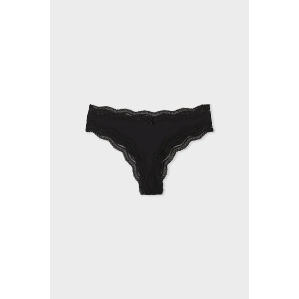 Tanga bords dentelle en microfibre
