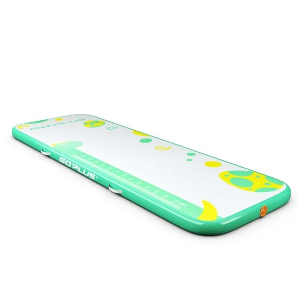 Tapis de Gymnastique Gonflable avec Pompe Électrique Antidérapant Kit de Réparation Capacité 120kg 300x100x10cm Vert