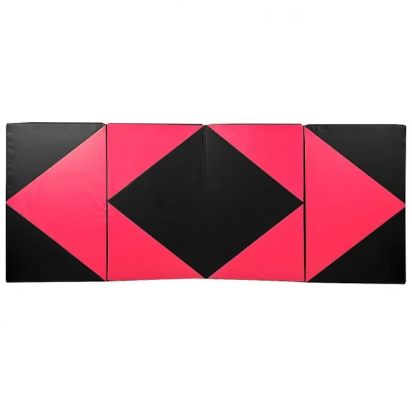 Tapis de Gymnastique Pliable Matelas de Fitness Portable en Coton Perlé Epe et Cuir Pu 240x12 X5cm Rose et Noir