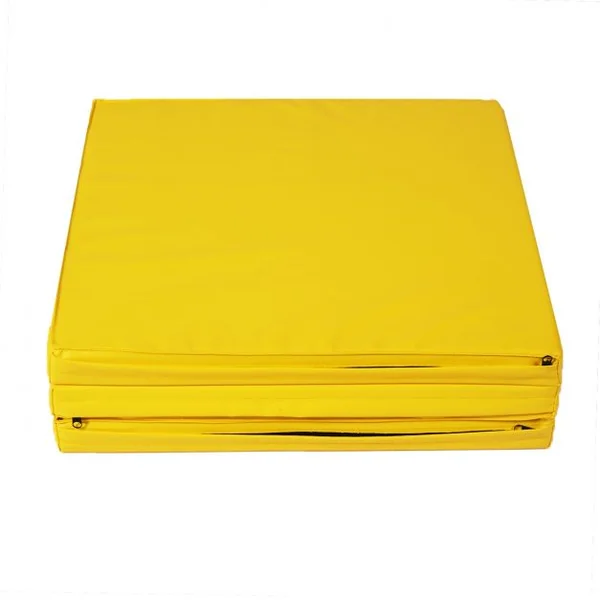 Tapis de gymnastique pliable Tapis portable pour Fitness, Yoga, Sport, Exercice, en EPE et PU, 180x60x5cm, Jaune