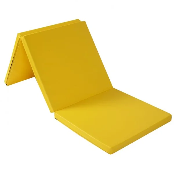 Tapis de gymnastique pliable Tapis portable pour Fitness, Yoga, Sport, Exercice, en EPE et PU, 180x60x5cm, Jaune