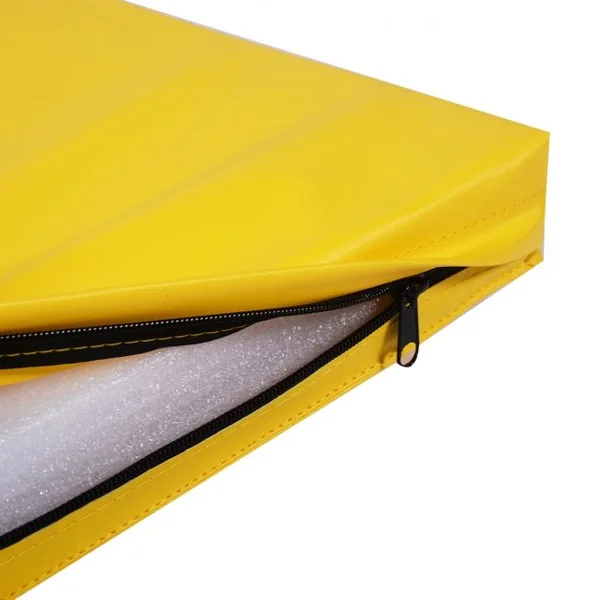 Tapis de gymnastique pliable Tapis portable pour Fitness, Yoga, Sport, Exercice, en EPE et PU, 180x60x5cm, Jaune