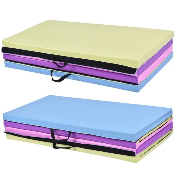 Tapis de gymnastique pliable Tapis portable pour Fitness, Yoga, Sport, Exercice, en EPE et PU, 240x120x5cm, Multicolore