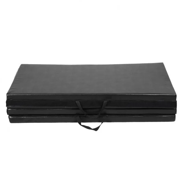 Tapis de gymnastique pliable Tapis portable pour Fitness, Yoga, Sport, Exercice, en EPE et PU, 240x120x5cm, Noir