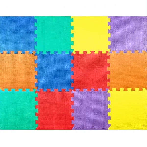 Tapis de Jeu Tapis Puzzle en Mousse EVA Résistante pour Enfants 12 Pièces Carrées Combinables 61x61x1cm Multicolore