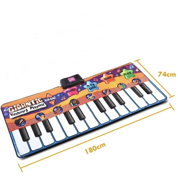 Tapis de Piano Musical à 24 Touches pour Enfants Tapis Danse Évolutif Pliable en ABS Polyester Éponge, 180x74cm