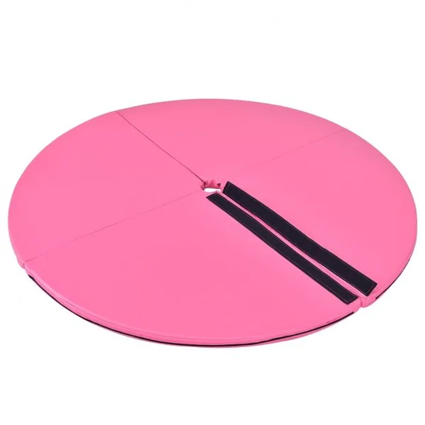 Tapis de Pole Dance Mat Tapis de Protection pour Gymnastique 4 Parties Pliables en PVC et Coton Perlé, 150x150x5cm, Rose
