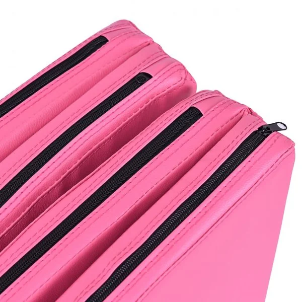 Tapis de Pole Dance Mat Tapis de Protection pour Gymnastique 4 Parties Pliables en PVC et Coton Perlé, 150x150x5cm, Rose