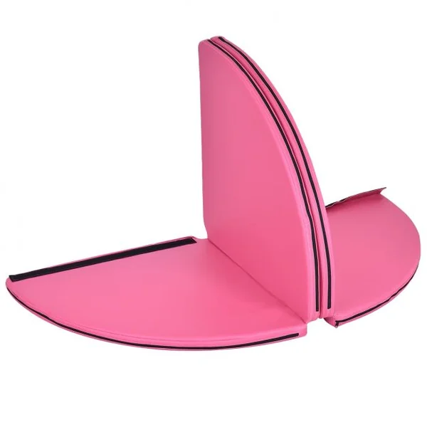 Tapis de Pole Dance Mat Tapis de Protection pour Gymnastique 4 Parties Pliables en PVC et Coton Perlé, 150x150x5cm, Rose