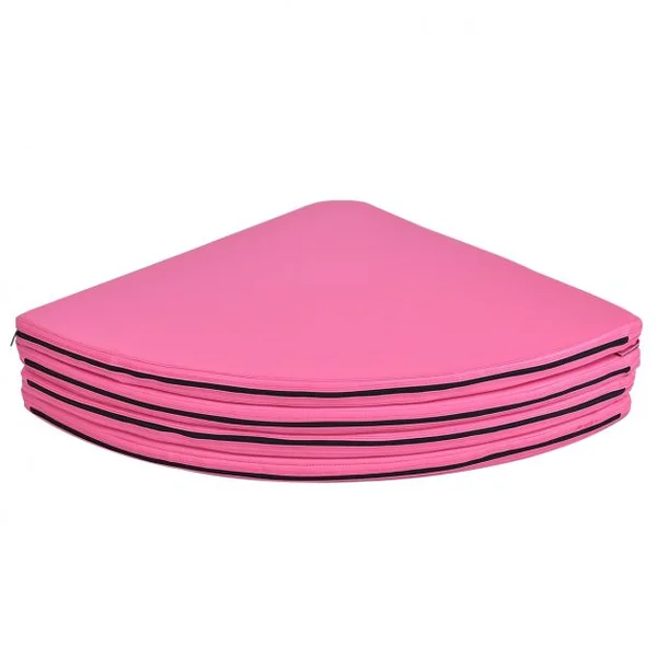 Tapis de Pole Dance Mat Tapis de Protection pour Gymnastique 4 Parties Pliables en PVC et Coton Perlé, 150x150x5cm, Rose