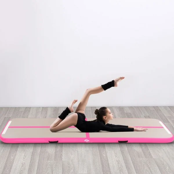 Tapis de sol gymnastique Tapis de Sol Gonflable pour Yoga Fitness portable et Gonflable 300*100*10 cm, 3 couleurs au choix, rose