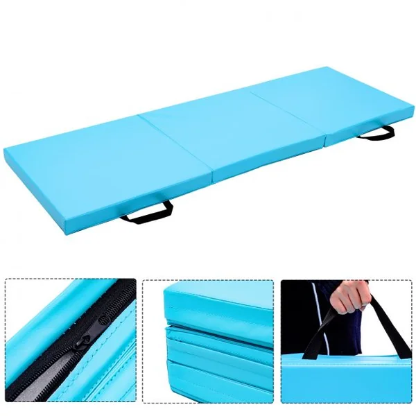 Tapis de Sol Pliable Bleu Joint de 3 Tailles Portable 180 x 60 x 6 cm pour Fitness,Yoga,Sport,Exercice