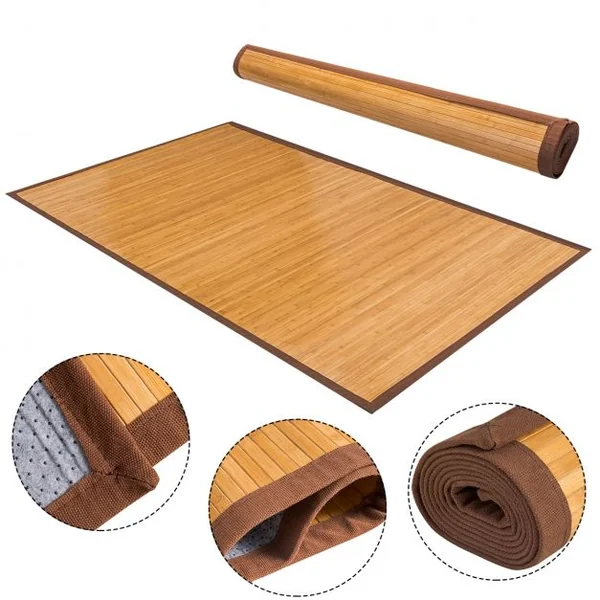 Tapis en Bambou Naturel pour Salle de Bain ou Salon Confortable, 100% en Bambou Naturel, 150x240cm, Marron et Naturel