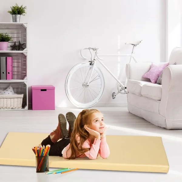 Tapis Sieste Enfant 5 Pièces Support de Porte-nom Transparent Tapis de Sol en Cuir Pu et Éponge120x55x5cm 5 Couleurs