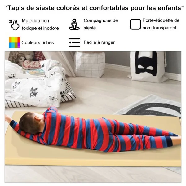 Tapis Sieste Enfant 5 Pièces Support de Porte-nom Transparent Tapis de Sol en Cuir Pu et Éponge120x55x5cm 5 Couleurs