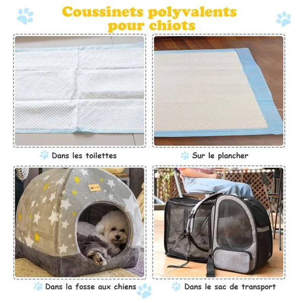 Tapis éducateurs pour Chiot 5 Couches Lot de 200 Tapis Absorant pour Animaux 60x60CM