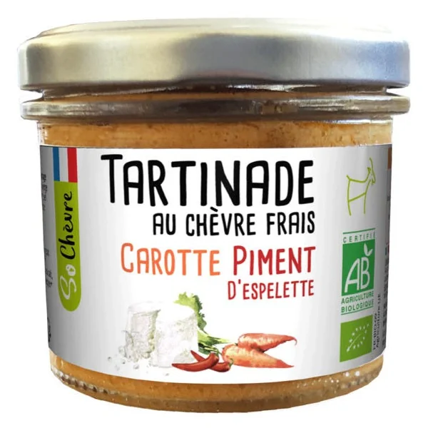Tartinade au chèvre frais carotte piment d'Espelette