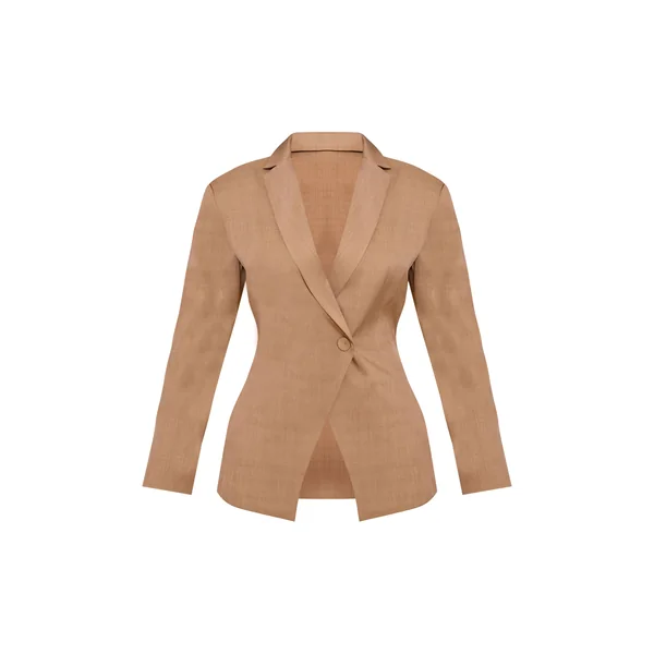 Taupe Blazer Tailleur Boxy Croisé Devant Petite