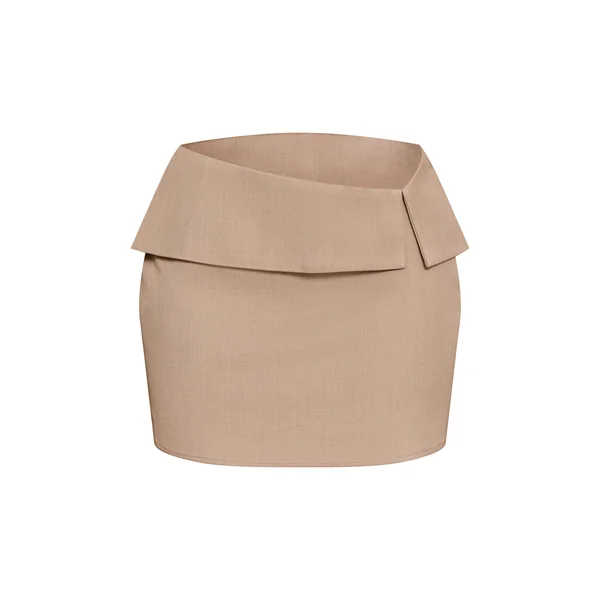 Taupe Mini-jupe Coordonnée Ajustée En Sergé À Rabat