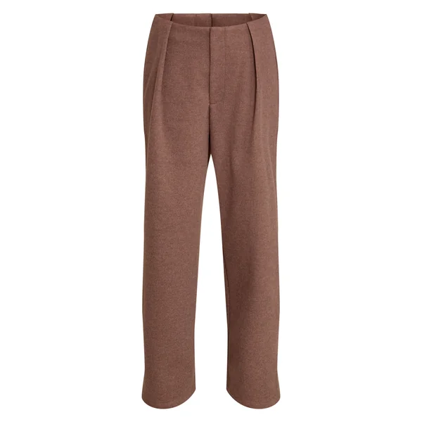 Taupe Pantalon Petite Aspect Laine Taupe Foncé