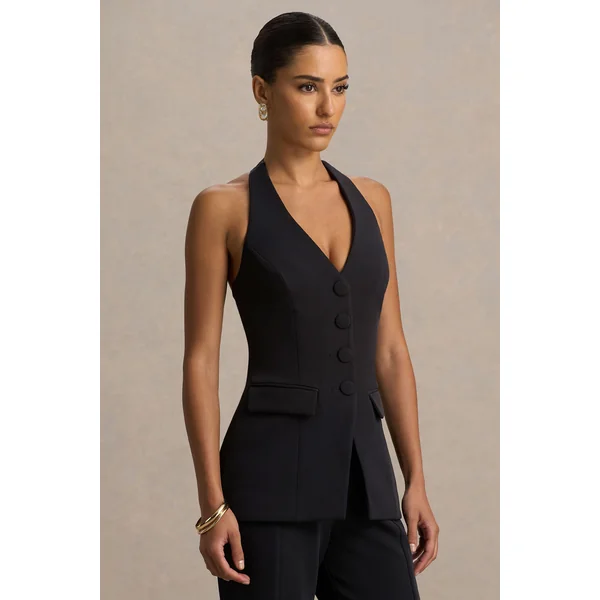 Tecla | Gilet tailleur boutonné noir
