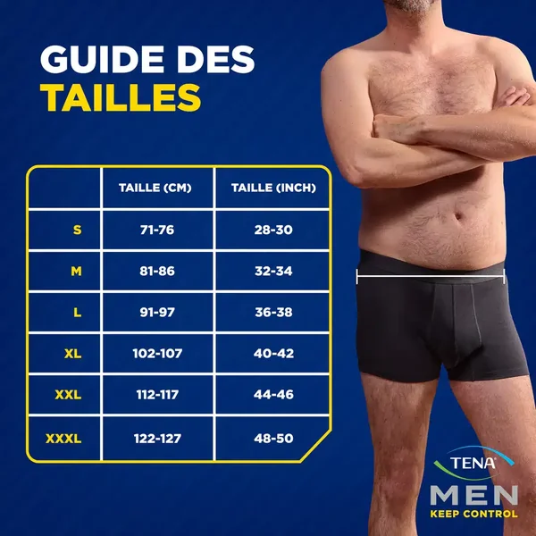 TENA MEN BOXER LAVABLE NOIR TAILLE L - Oplus Médical