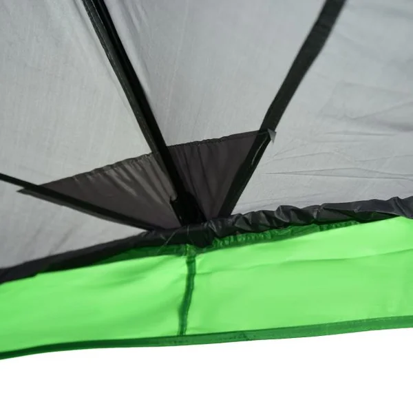 Tente de Camping Familiale Pavillon de Jardin pour 3 à 4 personnes 320*320*250 cm avec parois amovibles gris / vert