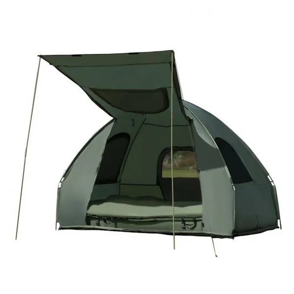 Tente de Camping Surélevée 2 Places avec Matelas Pneumatique Imperméable 2 Oreillers 2 Sacs de Couchage193x145x180cm
