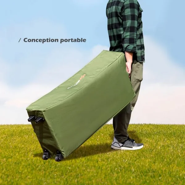 Tente de Camping Surélevée 2 Places avec Matelas Pneumatique Imperméable 2 Oreillers 2 Sacs de Couchage193x145x180cm