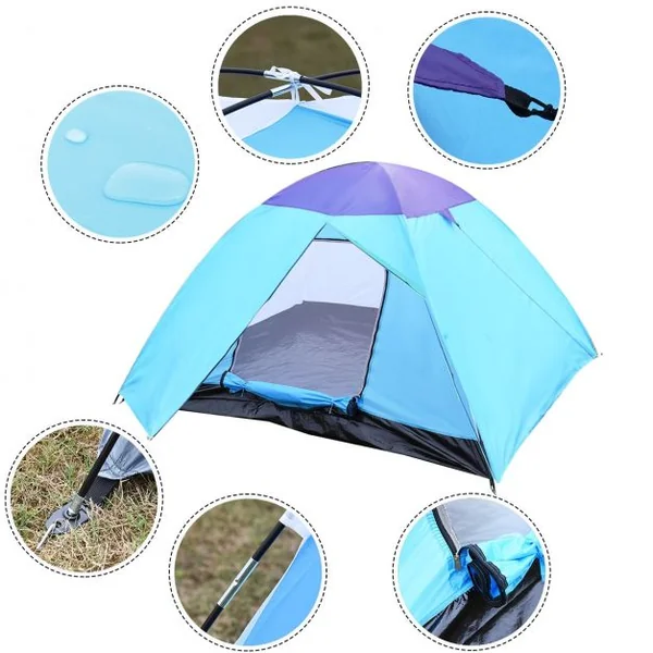 Tente de camping Tente de pêche Tente dôme Tente instantanée en PE, Sac de transport, 70-210x240x130 cm, Bleu et violet