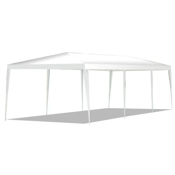 Tente de jardin Tonnelle Tente de fête Tente de réception avec fenêtres, Pliable, en PP-PE-acier, 300x900x255cm, Blanc