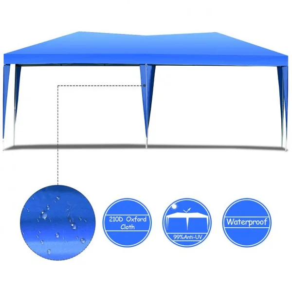 Tente de Réception Pavillon Pliable Chapiteau Imperméable 3m x 6 m avec Grand Espace pour Activités en plein air Mariage Blanc