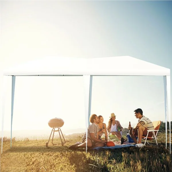 Tente de Réception Pavillon Pliable Chapiteau Imperméable 3m x 6 m avec Grand Espace pour Activités en plein air Mariage Blanc