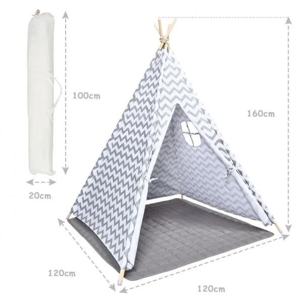 Tipi d'Indien pour Enfants avec Tapis et Sac de Transport 160 x 120 x 120 cm