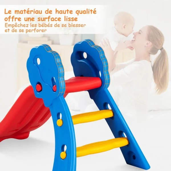 Toboggan Aire de Jeux Pliable 108 x 60 x 71 CM en Plastique Charge Max. 50kg pour Garçons et Filles 3-8 Ans