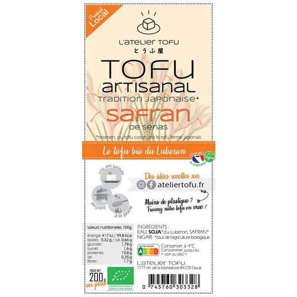 Tofu SAFRAN - Automne - bio et artisanal de tradition japonaise