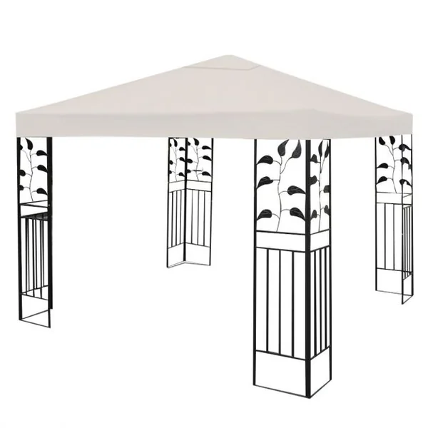 Toile de Tonnelle 300cm x 300cm Toile d'Ombrage en Polyester Pare-soleil avec Attaches Auto-agrippantes Beige