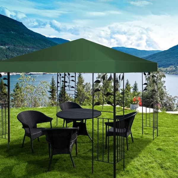 Toile de Tonnelle 300cm x 300cm Toile d'Ombrage en Polyester Pare-soleil avec Attaches Auto-agrippantes Vert Foncé