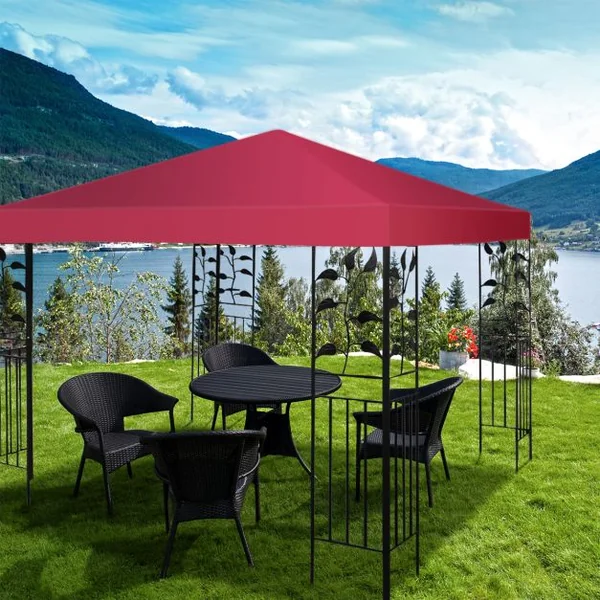 Toile de Tonnelle 300cm x 300cm Toile d'Ombrage en Polyester Pare-soleil avec Attaches Auto-agrippantes Vin Rouge