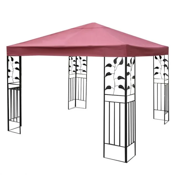 Toile de Tonnelle 300cm x 300cm Toile d'Ombrage en Polyester Pare-soleil avec Attaches Auto-agrippantes Vin Rouge
