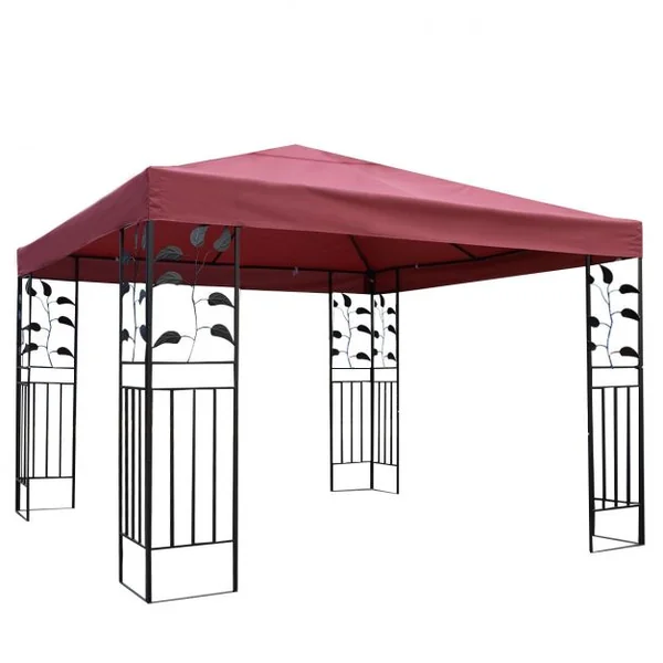 Toile de Tonnelle 300cm x 300cm Toile d'Ombrage en Polyester Pare-soleil avec Attaches Auto-agrippantes Vin Rouge