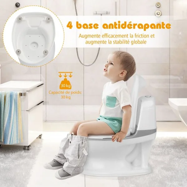 Toilette Enfant en PP Pot pour Bébé Apprentissage de la Propreté Charge Max.30KG Gris